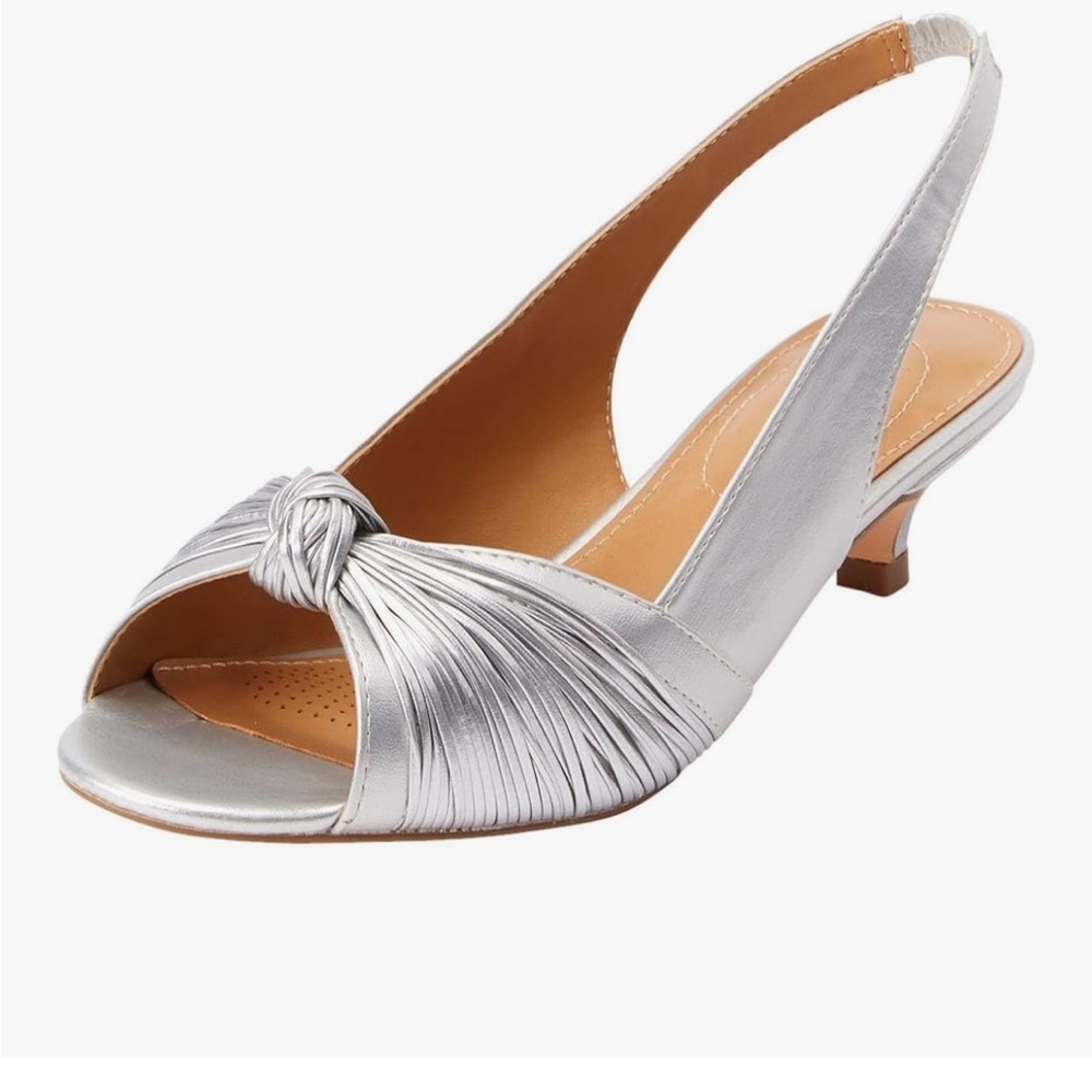 comfortview Silver Knotted Slingback Low Heel Sandal